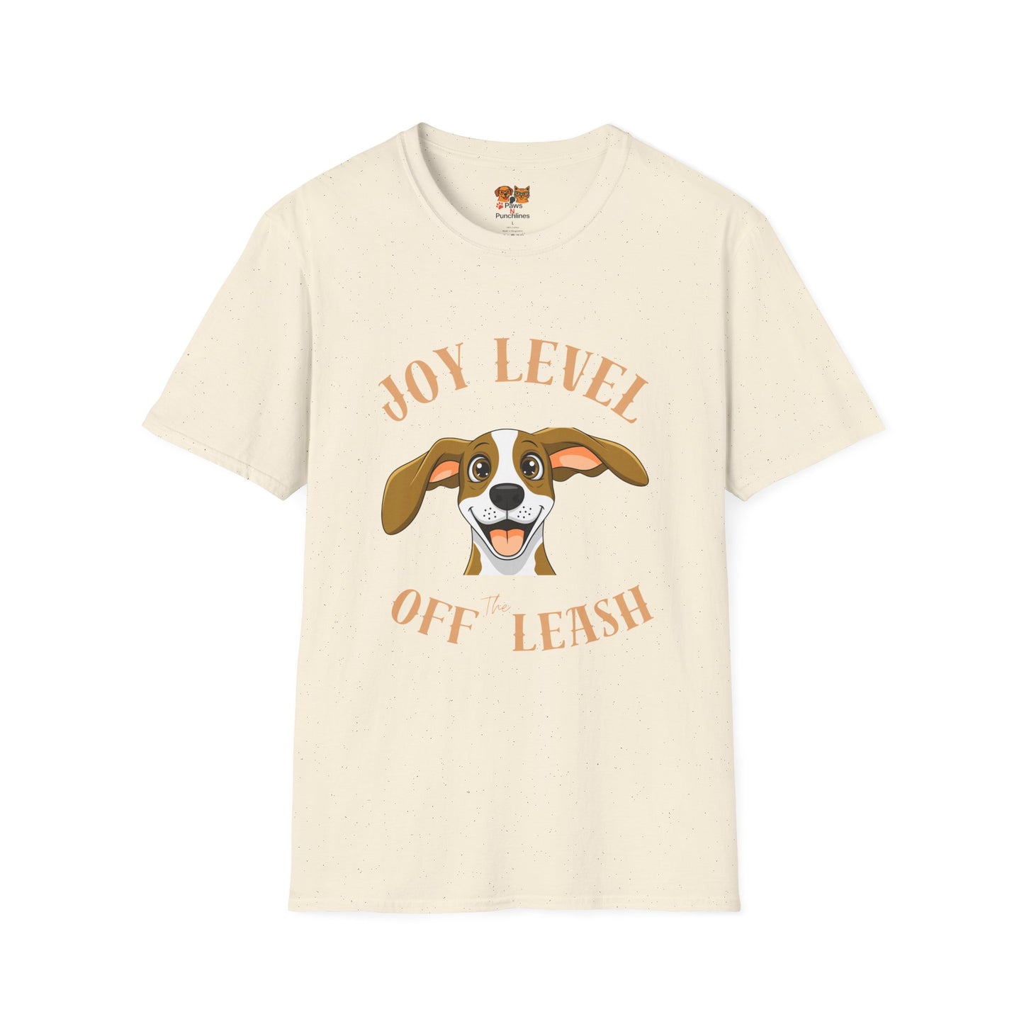 Joy Level Off Leash T-Shirt — Cute Happy Dog Graphic Tee
