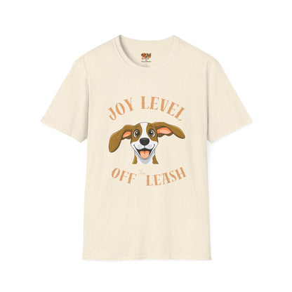 Joy Level Off Leash T-Shirt — Cute Happy Dog Graphic Tee