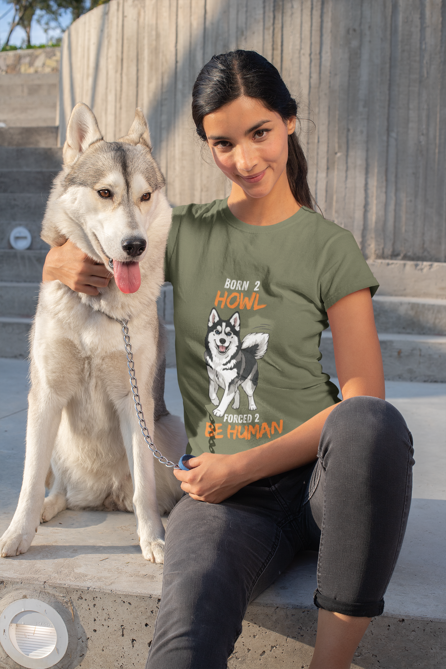 Born 2 Howl, Forced 2 Be Human: Husky Graphic Tee