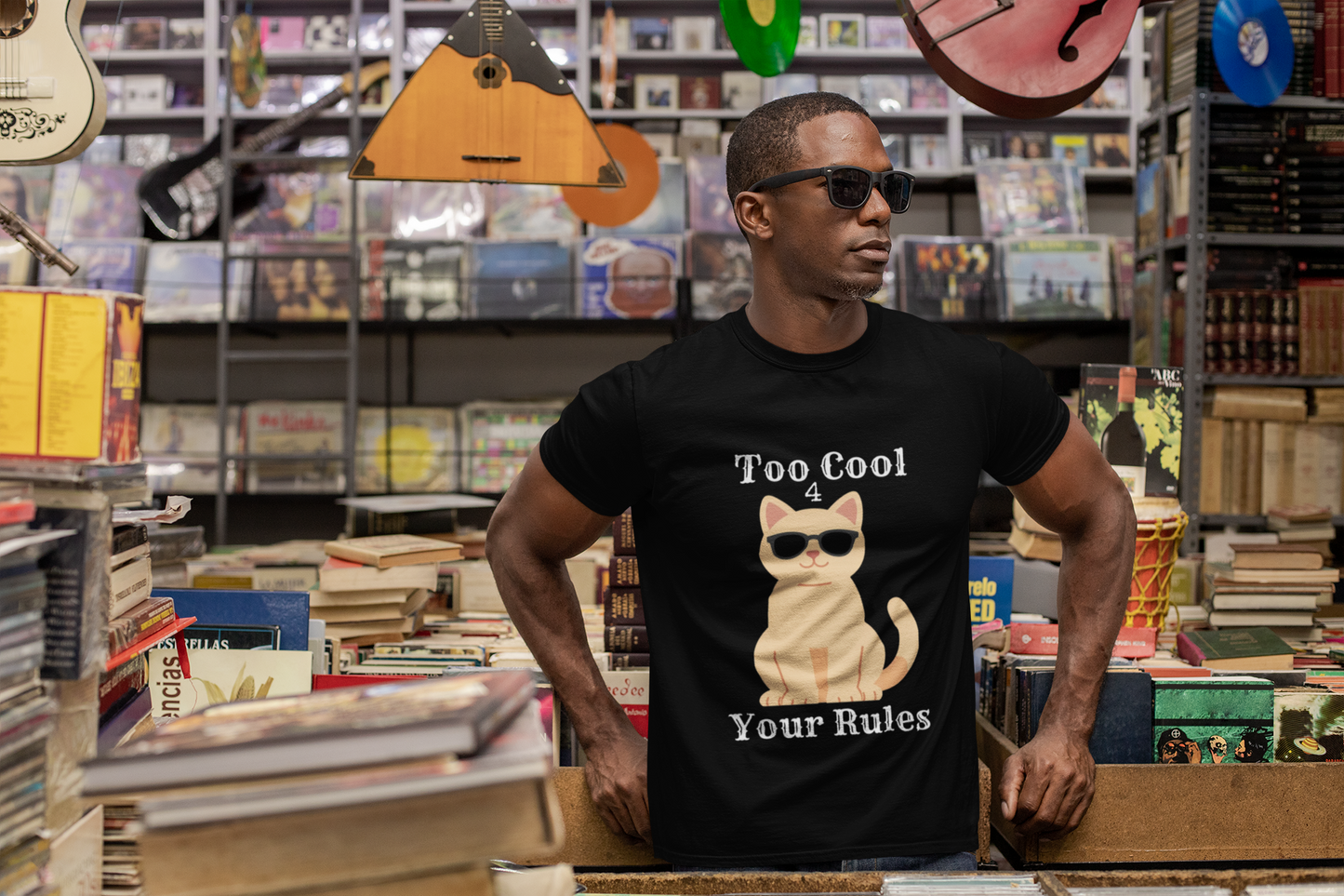 "Too Cool 4 Your Rules" Funny Cat Graphic Tee