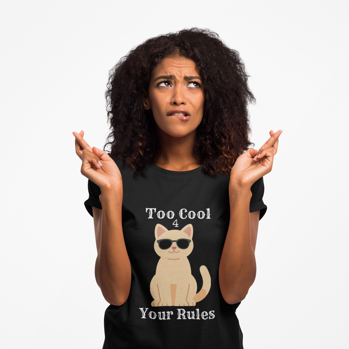 "Too Cool 4 Your Rules" Funny Cat Graphic Tee