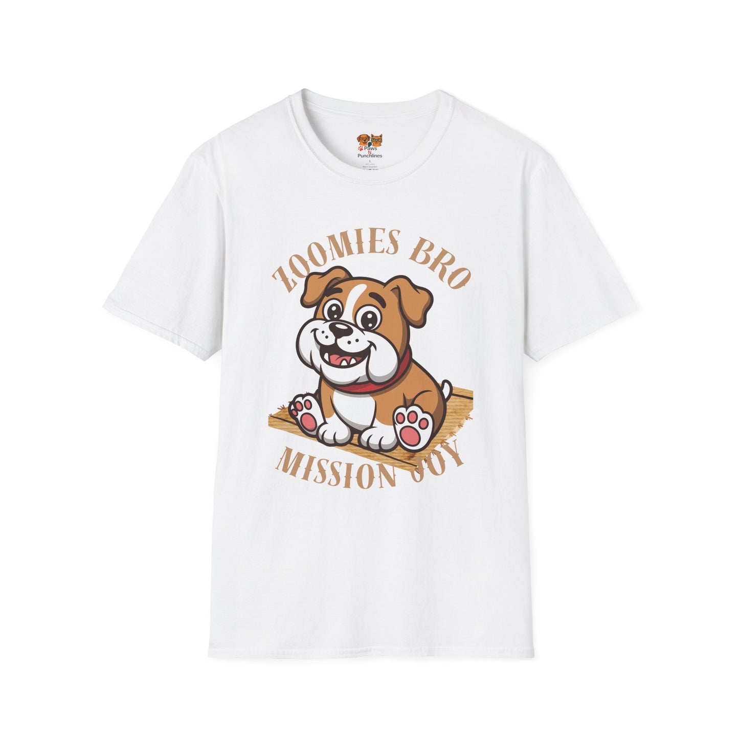 Puppy Graphic T-Shirt — “Zoomies Bro Mission Only” Cute Cartoon Dog Tee