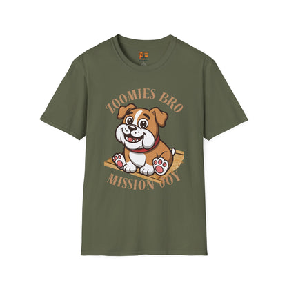 Puppy Graphic T-Shirt — “Zoomies Bro Mission Only” Cute Cartoon Dog Tee