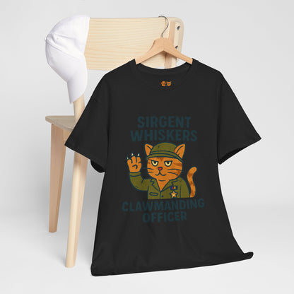 Sirgent Whiskers “Clawmanding Officer” Cat T-Shirt