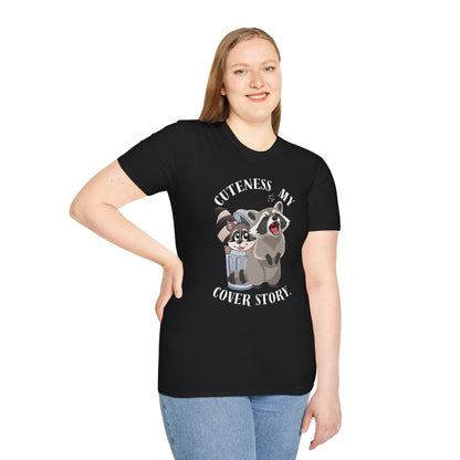 Cuteness Is My Cover Story Tee — Funny Raccoon & Trash Panda Graphic T-Shirt