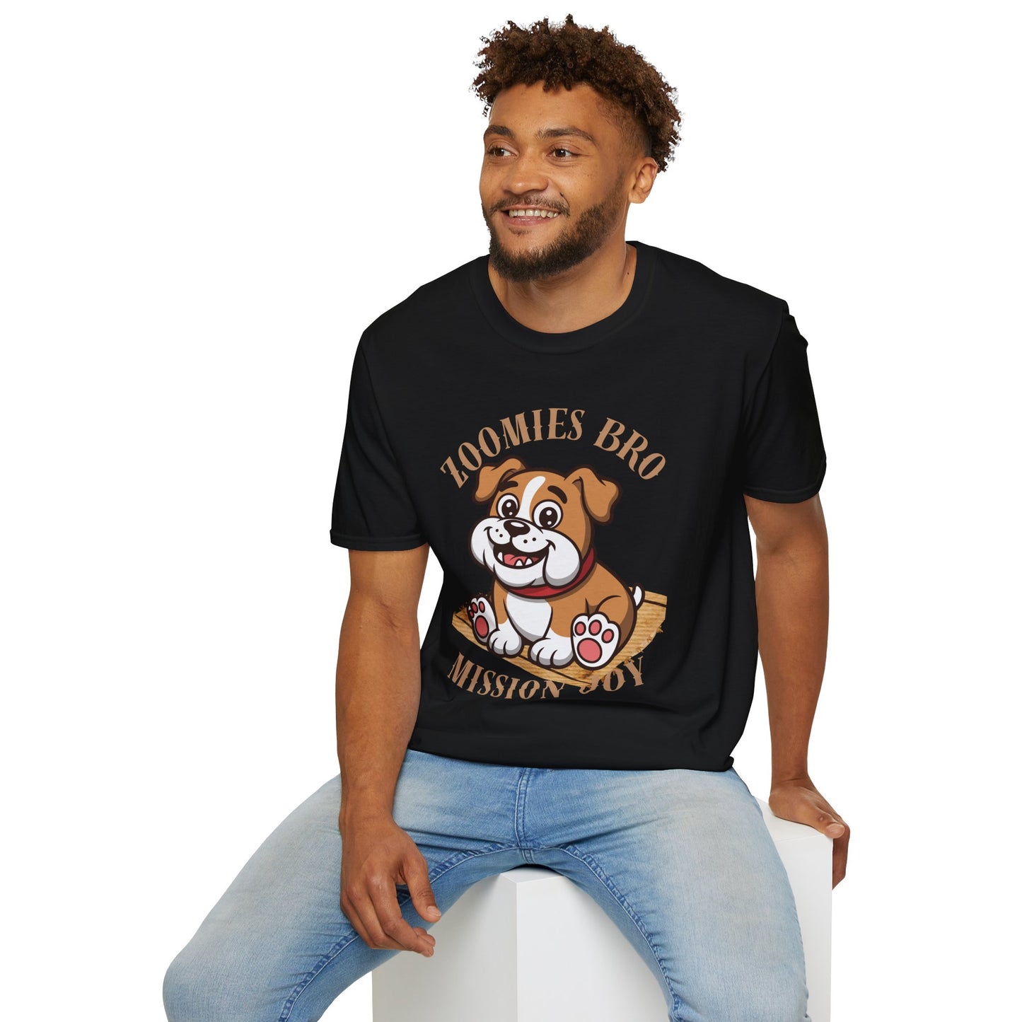Puppy Graphic T-Shirt — “Zoomies Bro Mission Only” Cute Cartoon Dog Tee