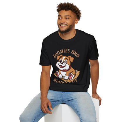 Puppy Graphic T-Shirt — “Zoomies Bro Mission Only” Cute Cartoon Dog Tee