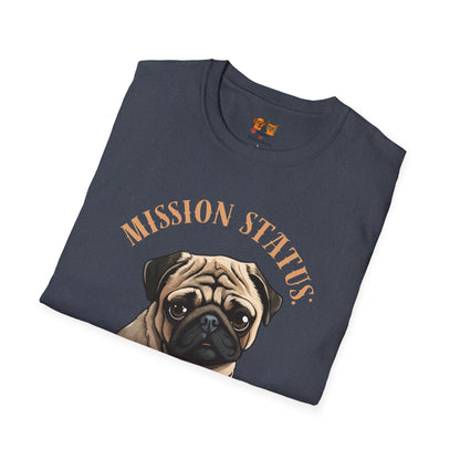 Pug Dog T‑Shirt — “Mission Status: Maximum Love” Cute Pug Graphic Tee