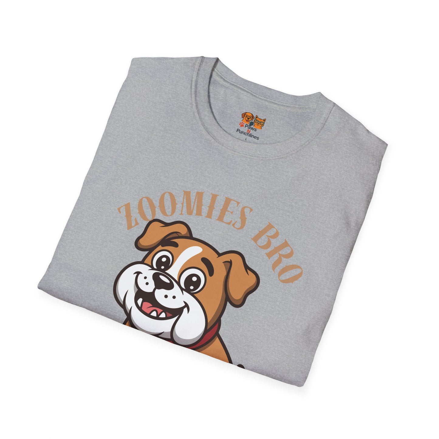 Puppy Graphic T-Shirt — “Zoomies Bro Mission Only” Cute Cartoon Dog Tee