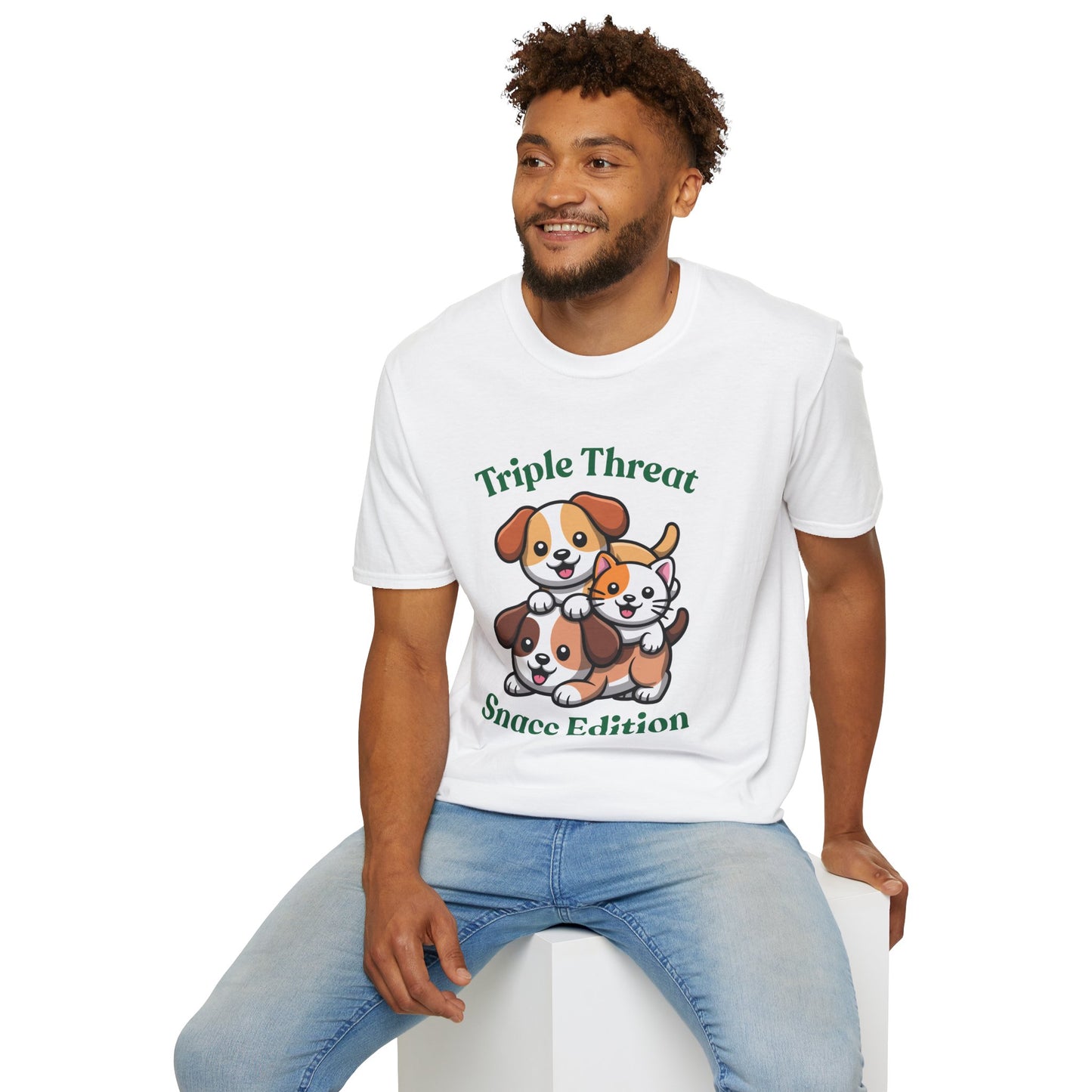 Triple Threat Snacc Edition T-Shirt — Cute Trio Puppy Graphic Tee
