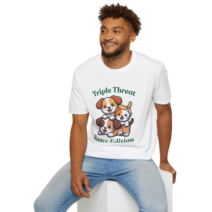 Triple Threat Snacc Edition T-Shirt — Cute Trio Puppy Graphic Tee