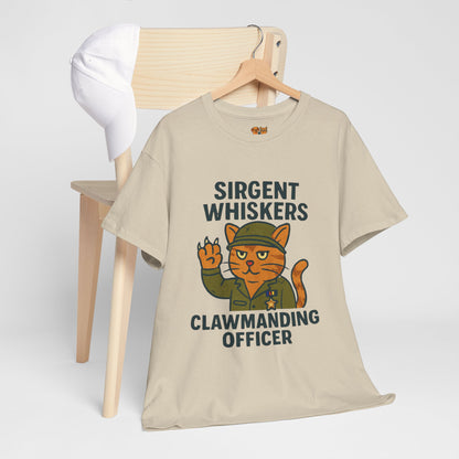 Sirgent Whiskers “Clawmanding Officer” Cat T-Shirt