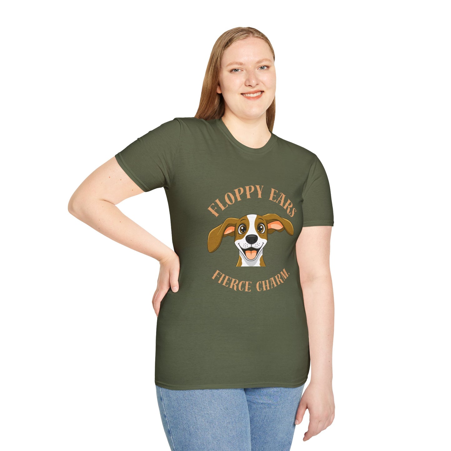 Floppy Ears Fierce Charm Dog T-Shirt — Cute Beagle Puppy Graphic Tee