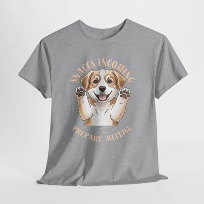Corgi Puppy Pawprints T‑Shirt — Happy 'Mooorning' Dog Lover Tee