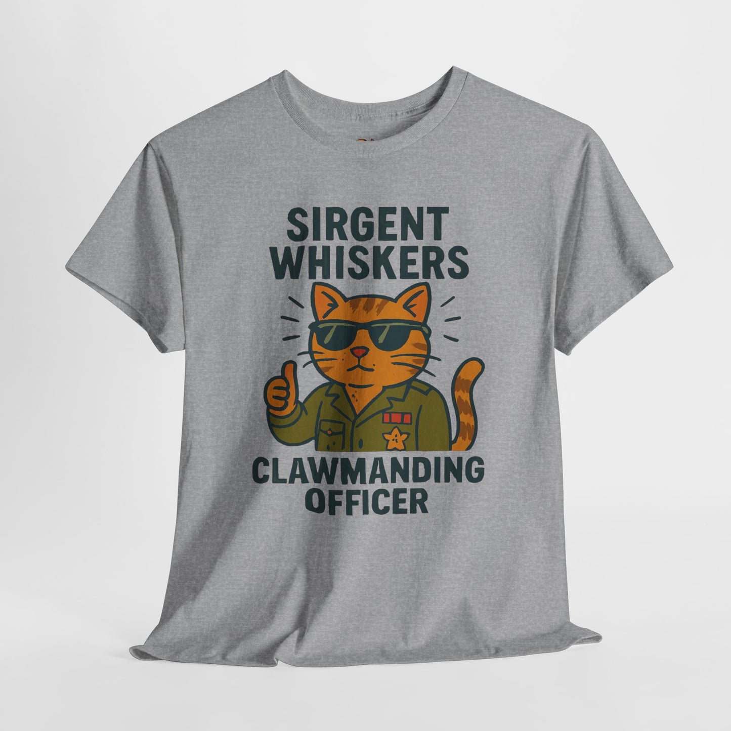 Sirgent Whiskers "Clawmanding Officer" Cat Tee