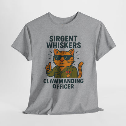 Sirgent Whiskers "Clawmanding Officer" Cat Tee