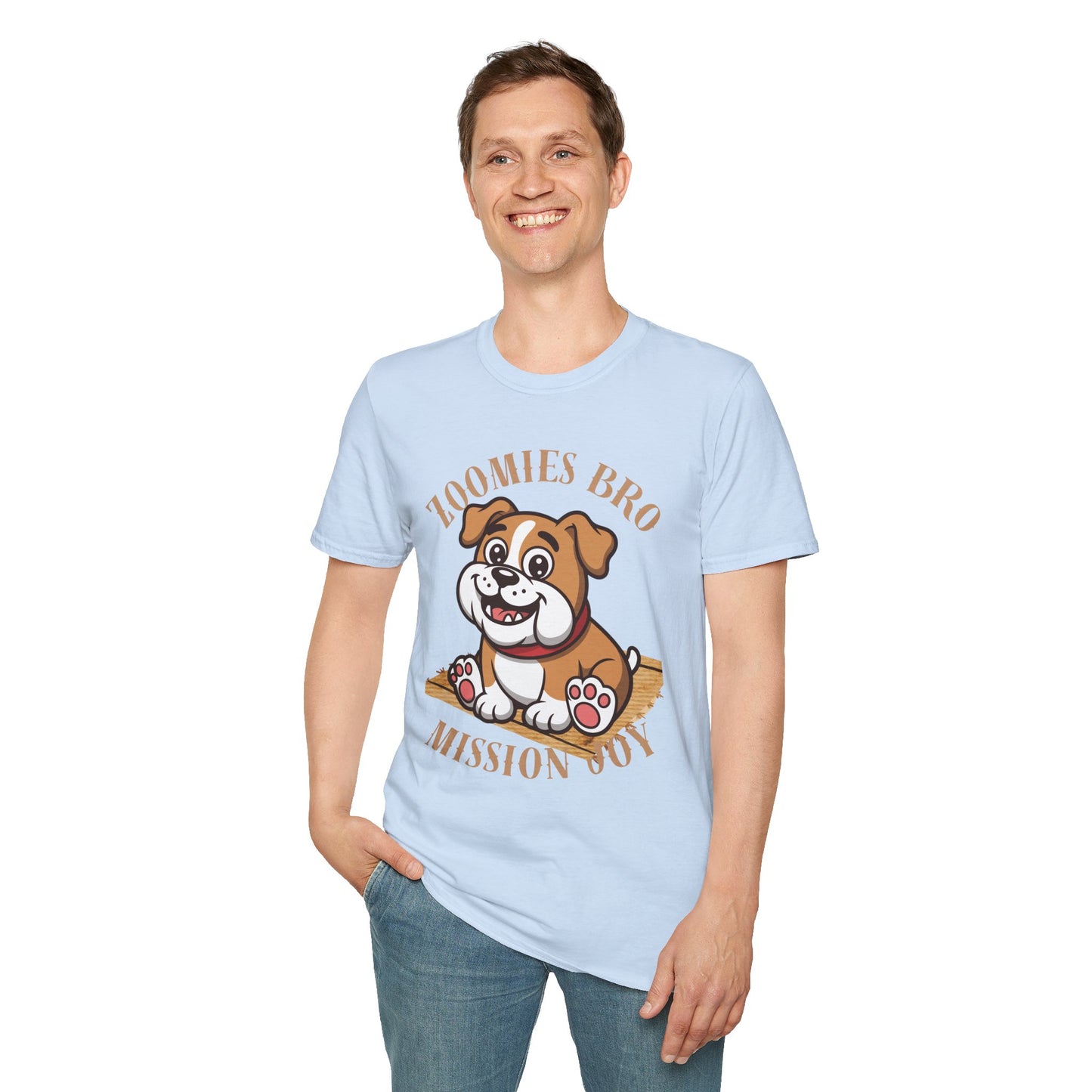 Puppy Graphic T-Shirt — “Zoomies Bro Mission Only” Cute Cartoon Dog Tee