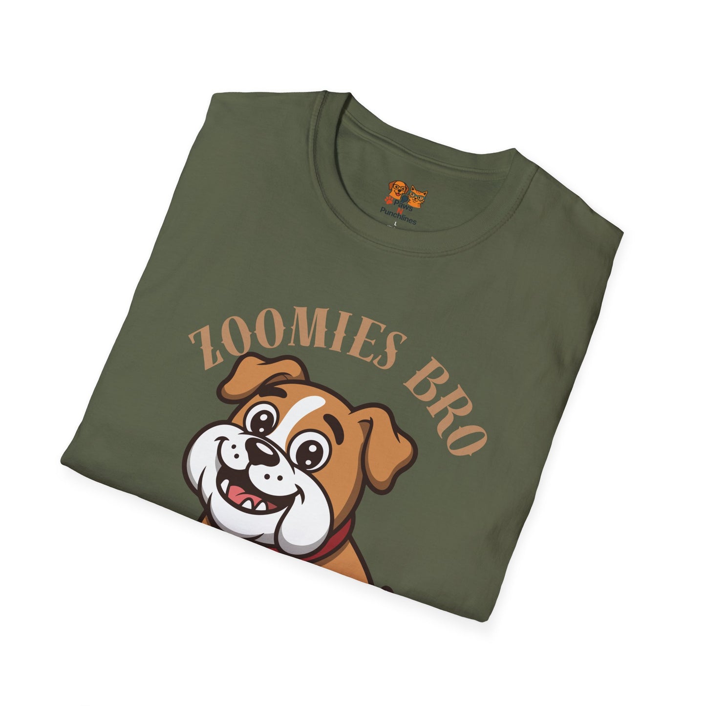 Puppy Graphic T-Shirt — “Zoomies Bro Mission Only” Cute Cartoon Dog Tee