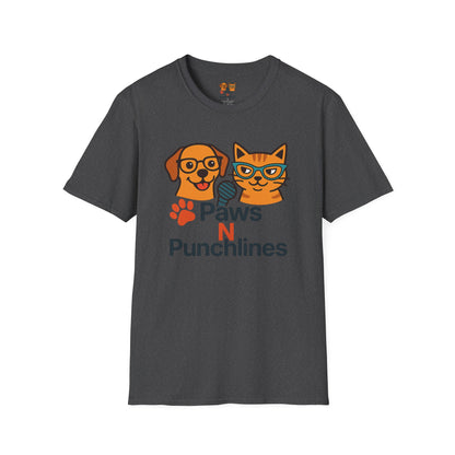 Paws N Punchlines T‑Shirt — Funny Dog & Cat Podcast Tee