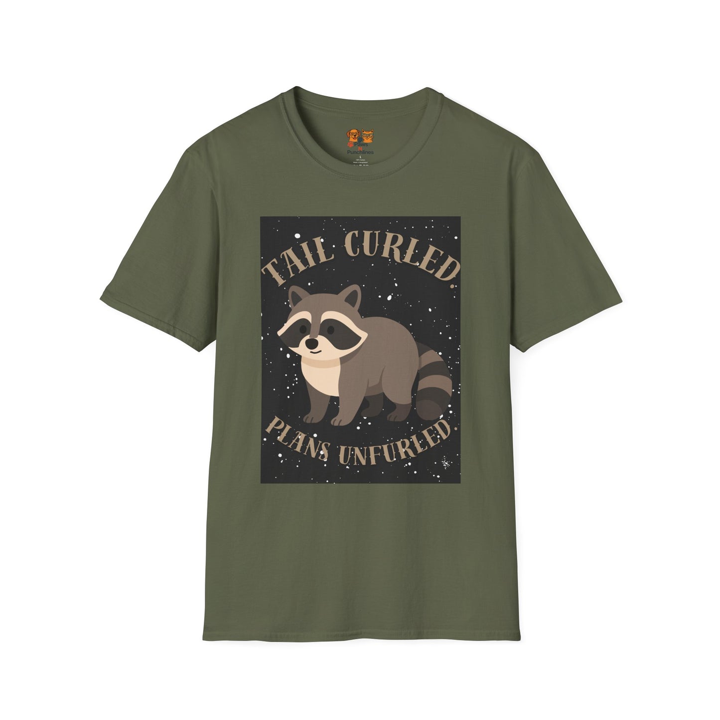 Raccoon 'Tail Curled, Plans Unfurled' T-Shirt