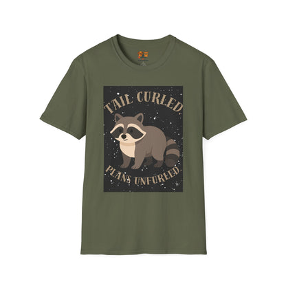 Raccoon 'Tail Curled, Plans Unfurled' T-Shirt