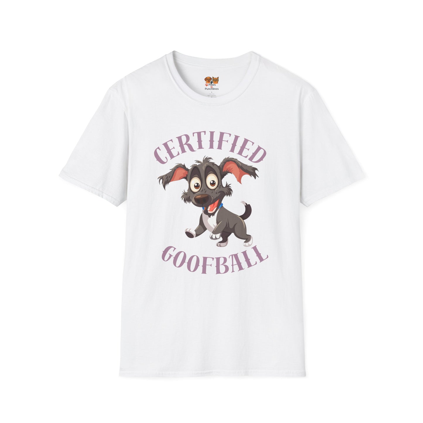 Certified Goofball Dog T-Shirt — Cute Cartoon Puppy Graphic Tee