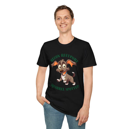 T-Shirt — "Recon Ruffport: Squirrel Spotted" Cute Cartoon Dog Tee