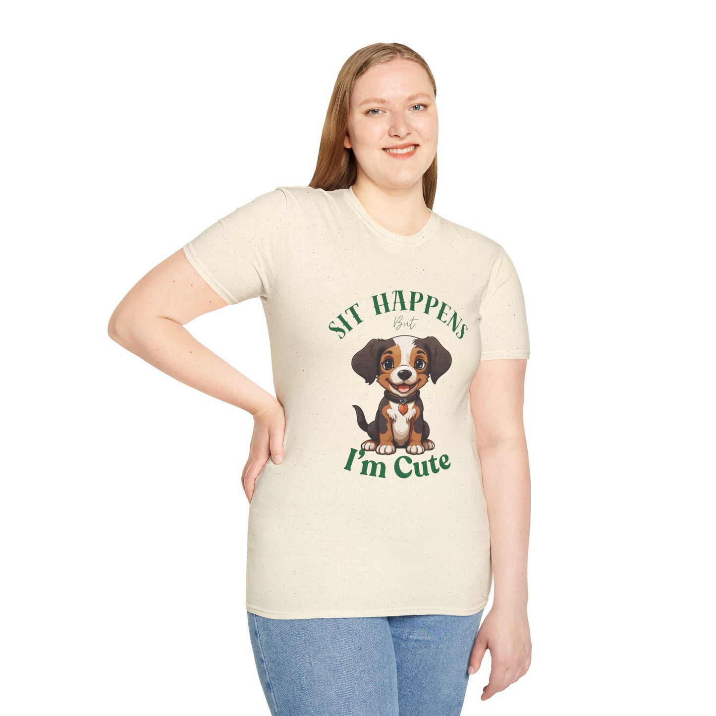 “Shit Happens I’m Cute” Puppy Graphic T-Shirt