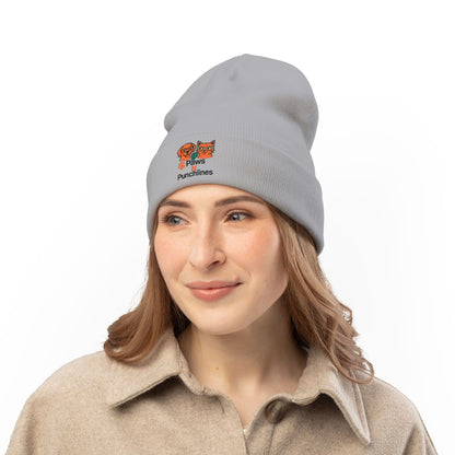 Paws & Punchlines Embroidered Knit Beanie — Cute Dog & Cat Winter Hat