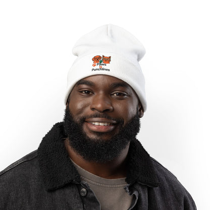 Paws & Punchlines Embroidered Knit Beanie — Cute Dog & Cat Winter Hat