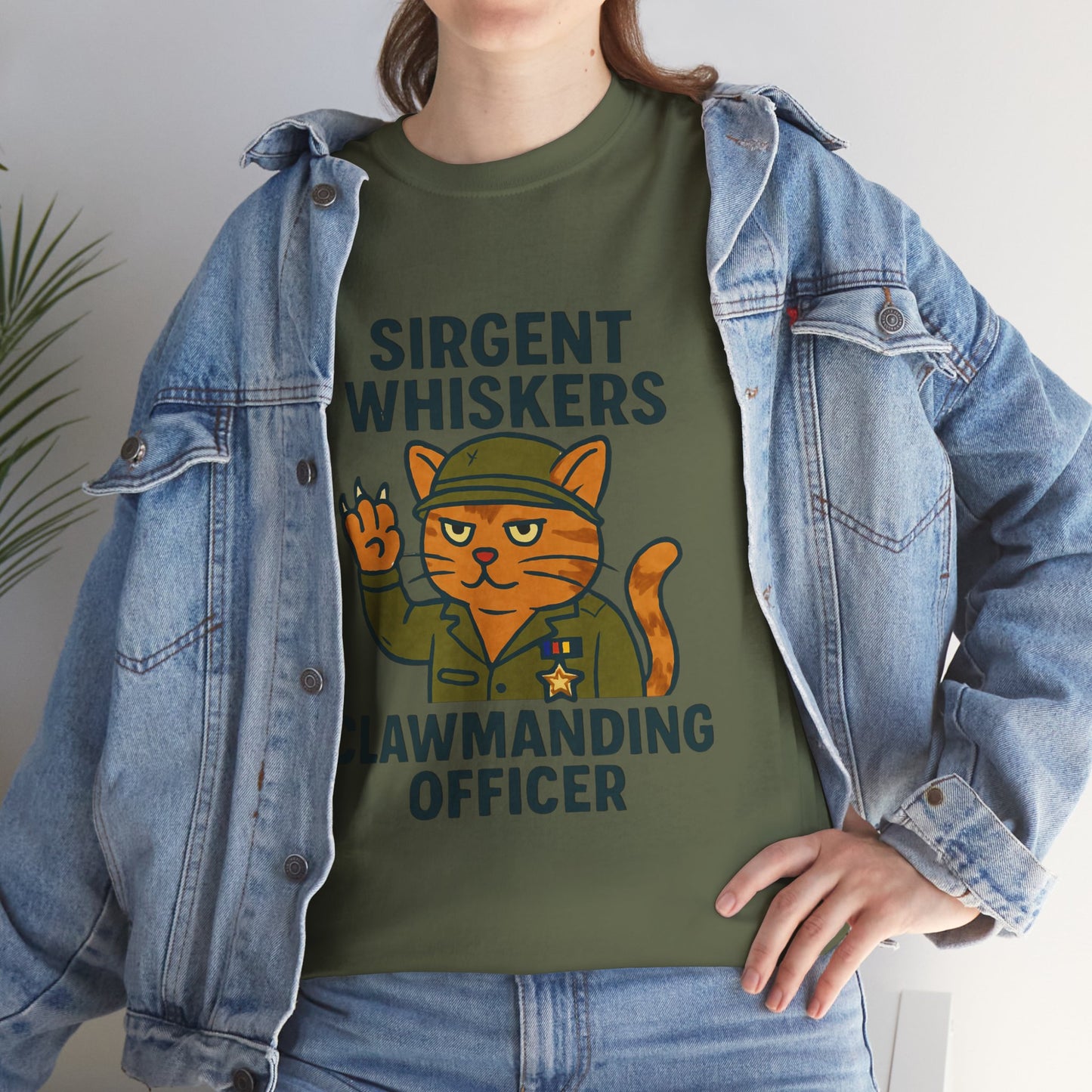 Sirgent Whiskers “Clawmanding Officer” Cat T-Shirt