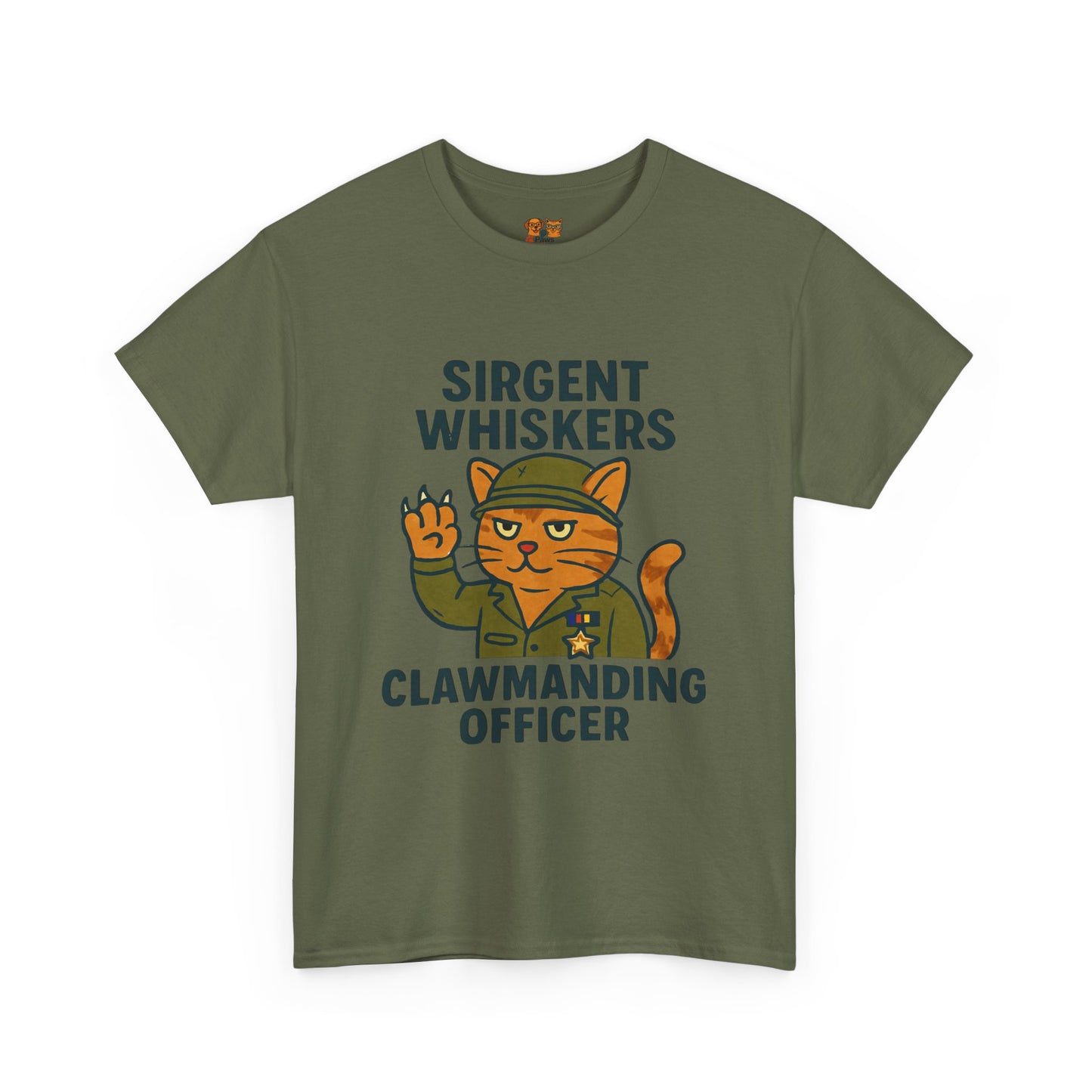 Sirgent Whiskers “Clawmanding Officer” Cat T-Shirt