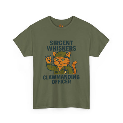 Sirgent Whiskers “Clawmanding Officer” Cat T-Shirt