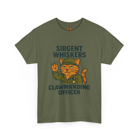 Sirgent Whiskers “Clawmanding Officer” Cat T-Shirt
