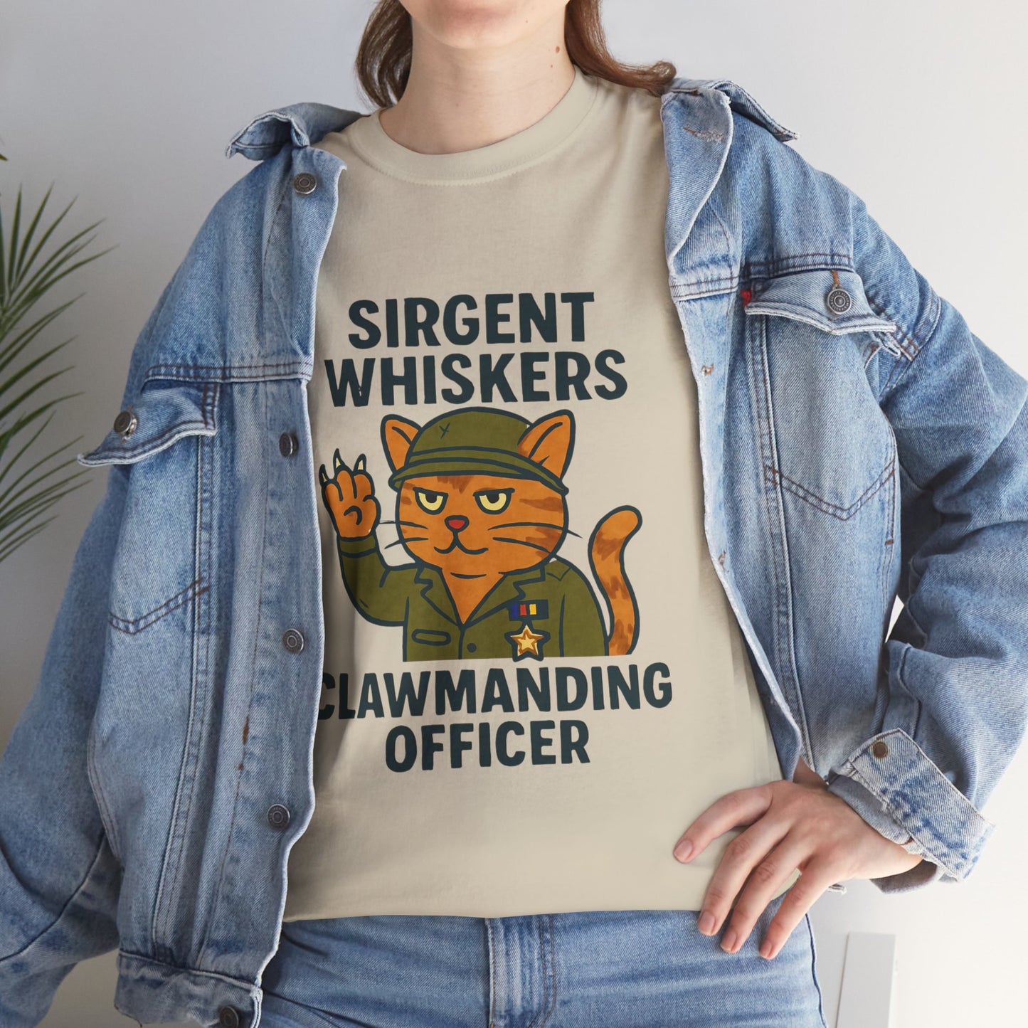 Sirgent Whiskers “Clawmanding Officer” Cat T-Shirt
