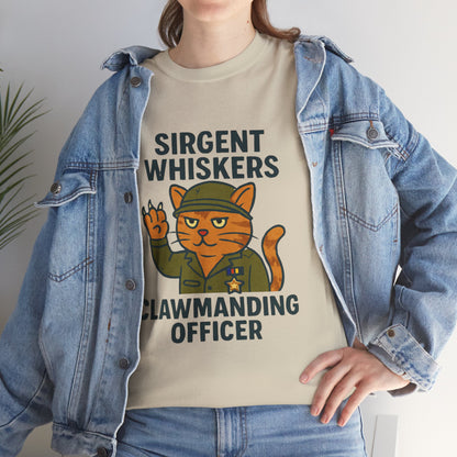 Sirgent Whiskers “Clawmanding Officer” Cat T-Shirt