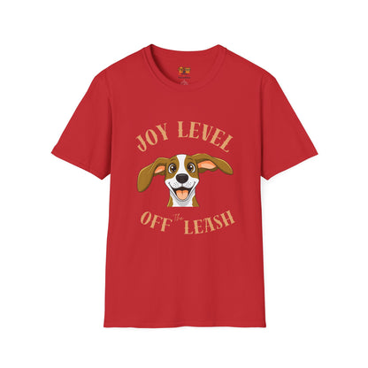 Joy Level Off Leash T-Shirt — Cute Happy Dog Graphic Tee