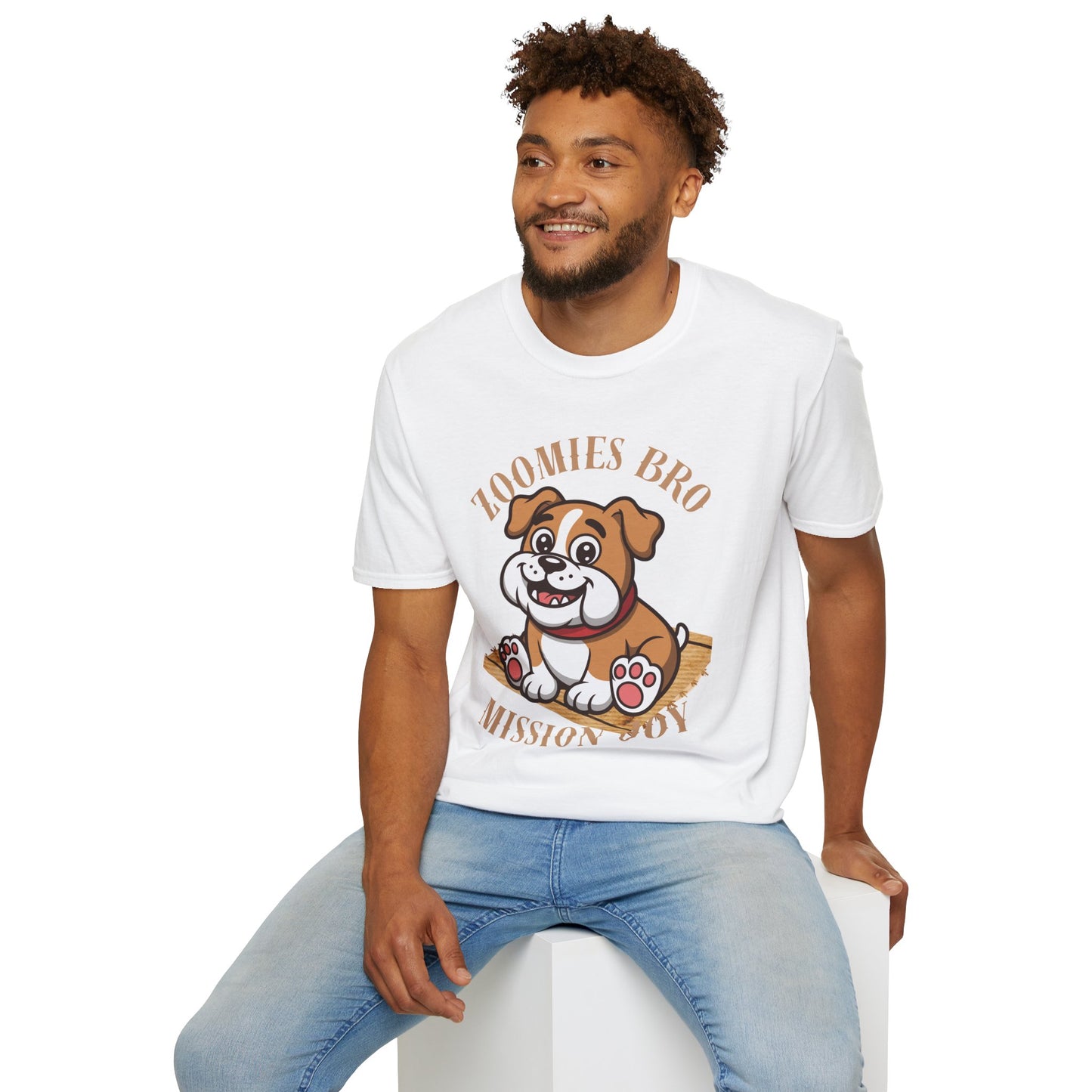 Puppy Graphic T-Shirt — “Zoomies Bro Mission Only” Cute Cartoon Dog Tee