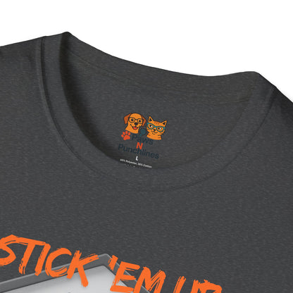 "Stick 'Em Up" Raccoon snack heist Unisex Tee