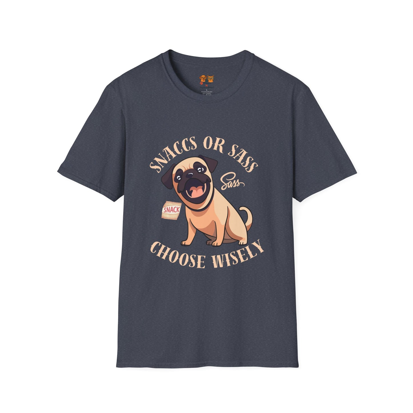 Snaccs Or Sass Pug  T-Shirt