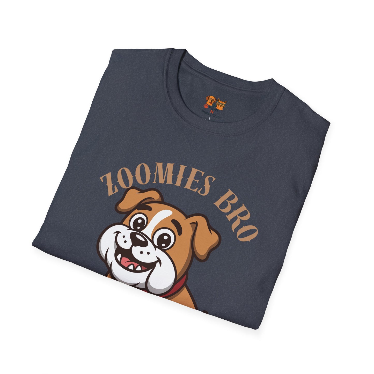 Puppy Graphic T-Shirt — “Zoomies Bro Mission Only” Cute Cartoon Dog Tee