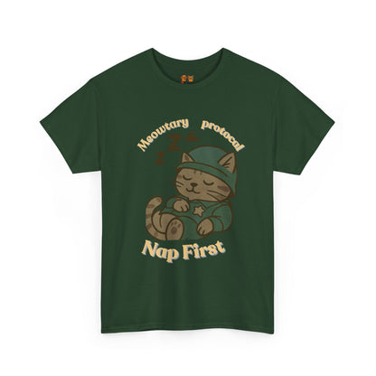 Nap First Cat T-Shirt — Cute Sleeping Kitten Graphic Tee