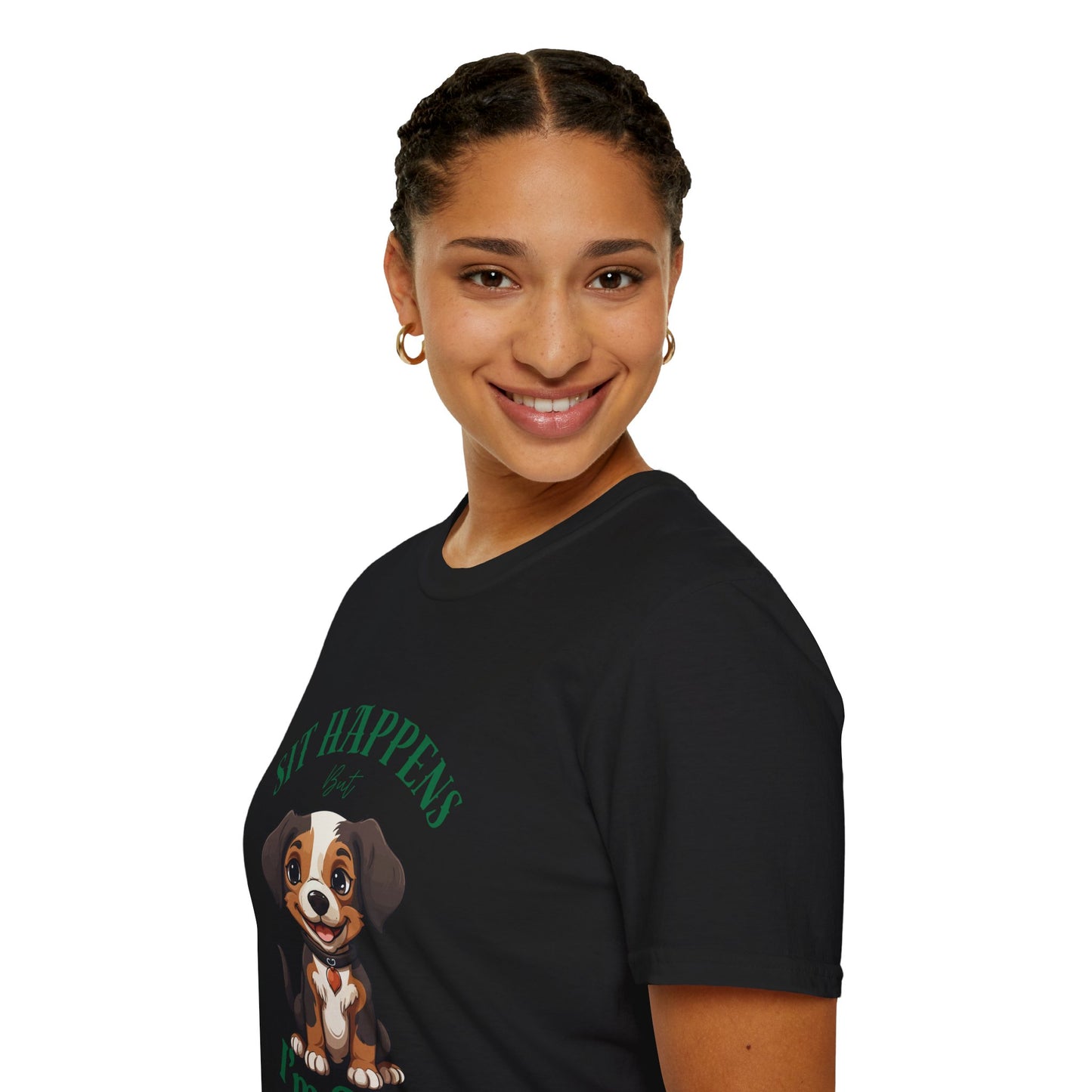 “Shit Happens I’m Cute” Puppy Graphic T-Shirt