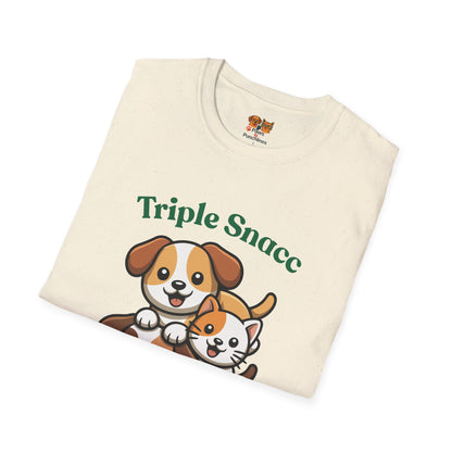 Triple Snacc Surveillance T-Shirt — Cute Stacked Puppies Graphic Tee