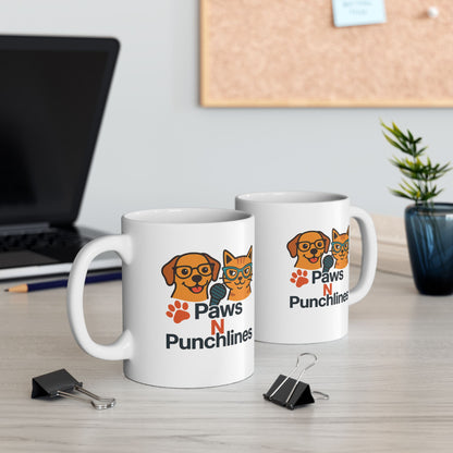 Pet Lover Mug — Cute Cat & Dog Faces with "Purrfect Paws" Text (11oz/15oz)