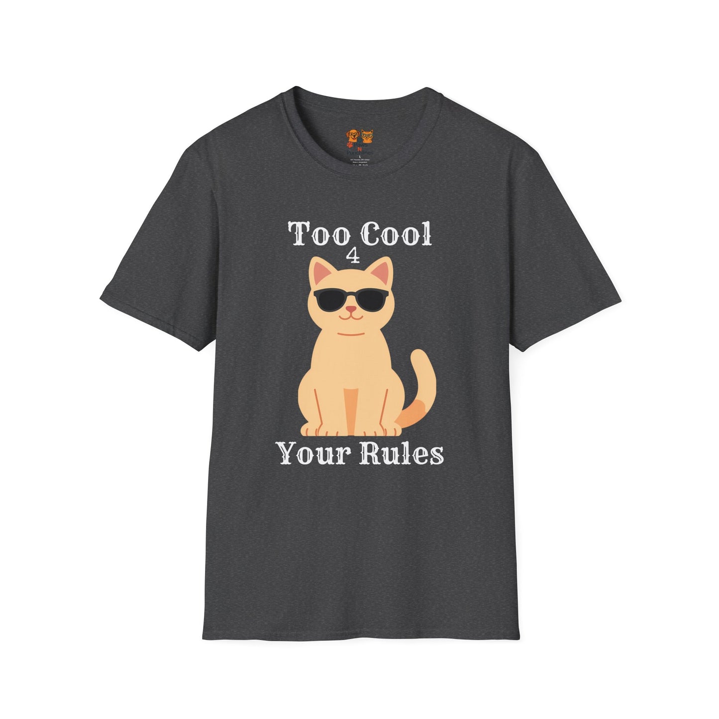 "Too Cool 4 Your Rules" Funny Cat Graphic Tee
