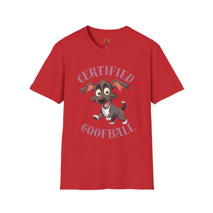 Certified Goofball Dog T-Shirt — Cute Cartoon Puppy Graphic Tee