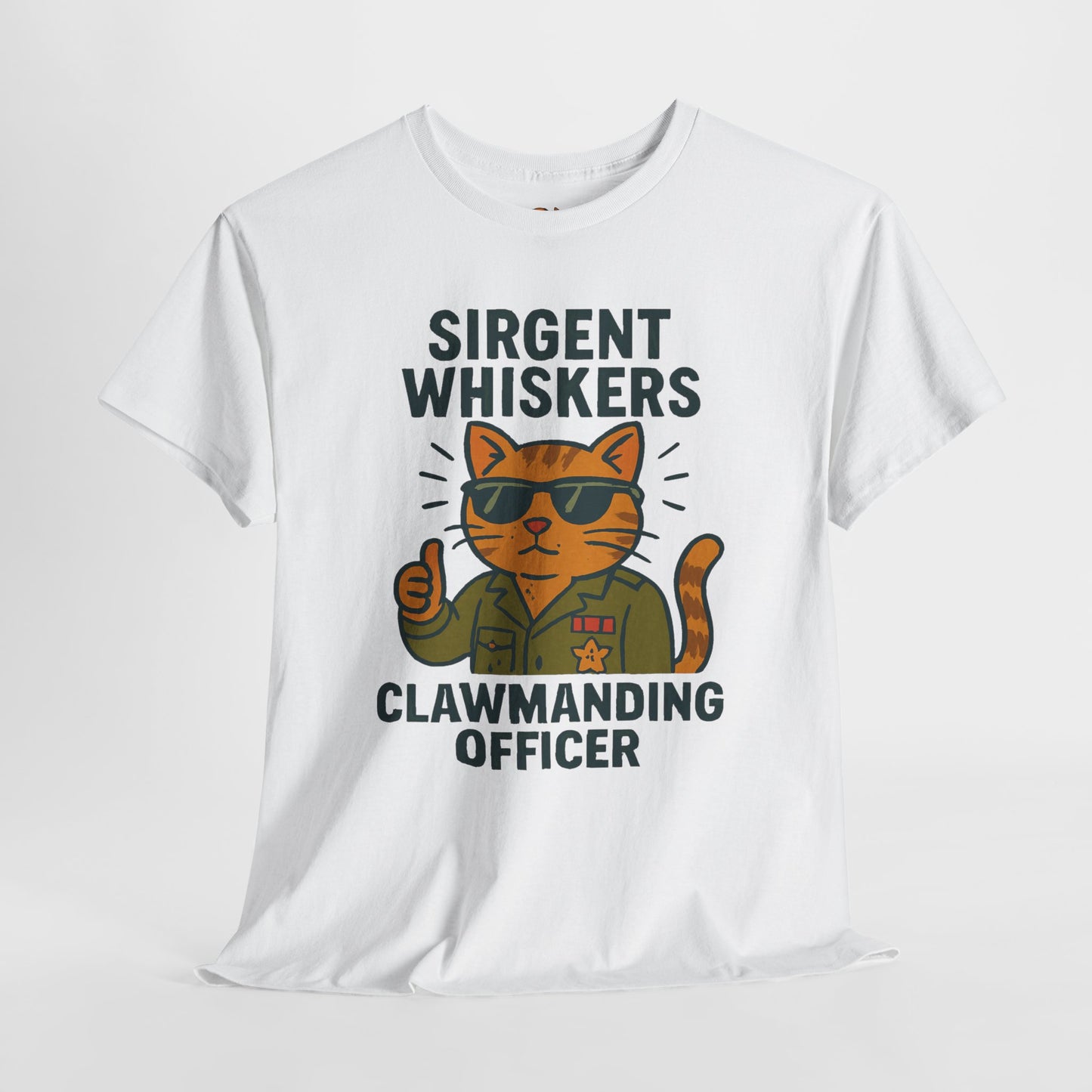 Sirgent Whiskers "Clawmanding Officer" Cat Tee