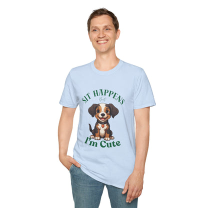 “Shit Happens I’m Cute” Puppy Graphic T-Shirt