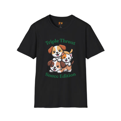 Triple Threat Snacc Edition T-Shirt — Cute Trio Puppy Graphic Tee
